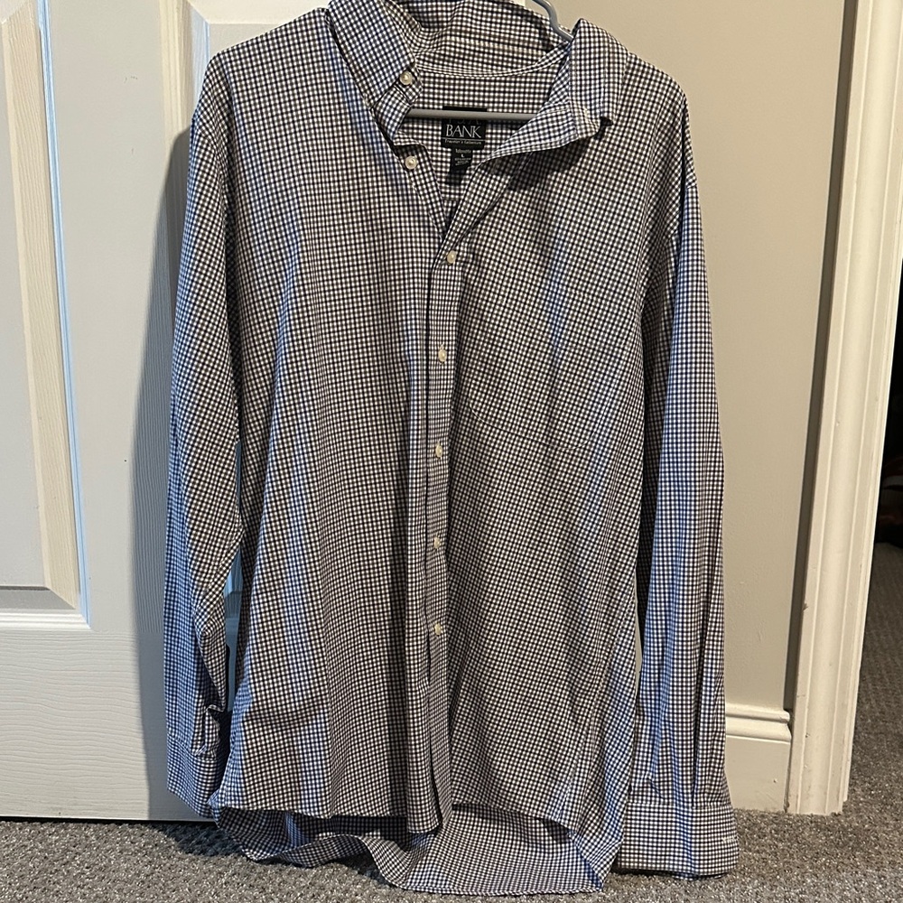 Jos A Bank Purple & White Check Men’s Button-Down Shirt